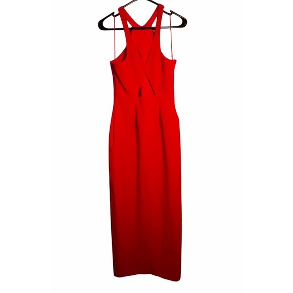 Likely Womens Red Halter Long Maxi Dress Side Slit Size 8 Elegance in Motion - Picture 7 of 12